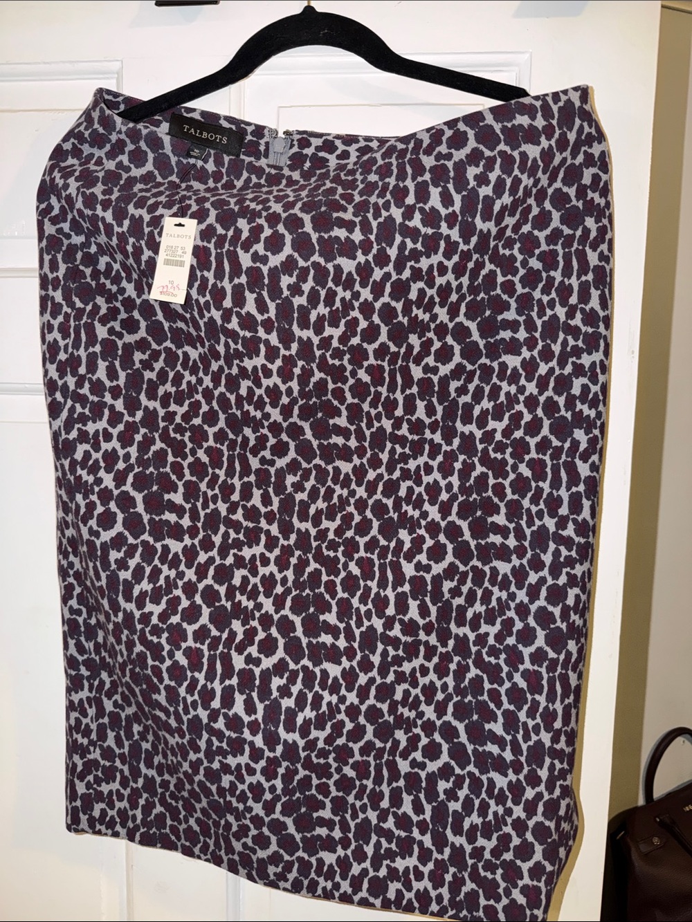 Talbots Gray and Purple Leopard-Print Pencil Skirt